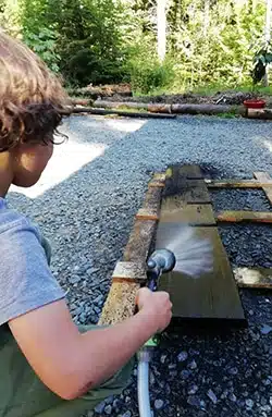 rinçage du carbone du Yakisugi