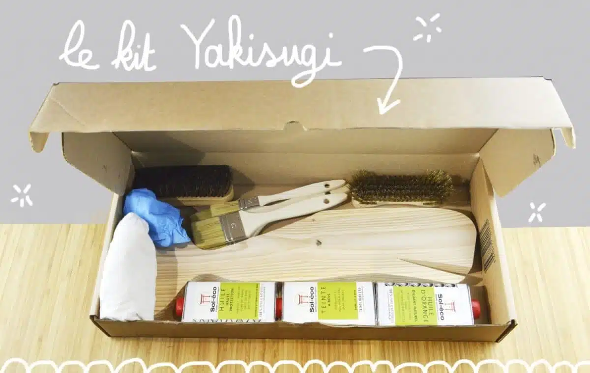 Coffret d'initiation au Yakisugi-shou sugi ban-vue dessus