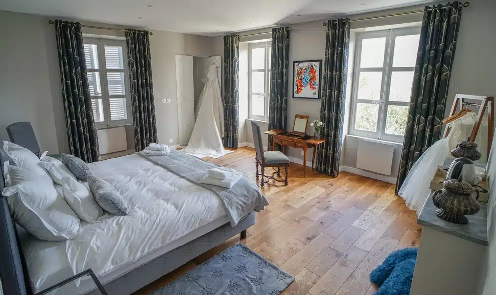 parquet en chêne huilé dans la chambre nuptiale du chateau de chaulnes