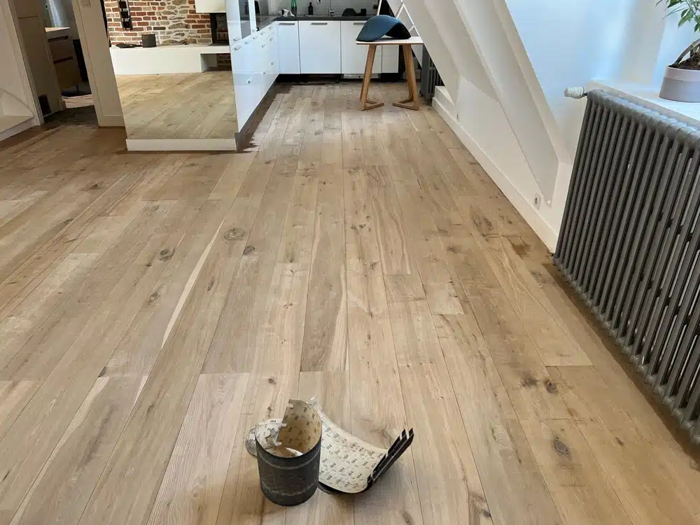 parquet chêne poncé avant huilage