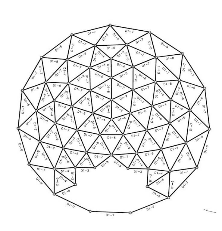 plan de la structure d'une serre dôme géodésique