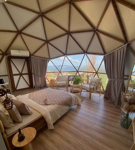 dome geodesique pas isolé structure bois