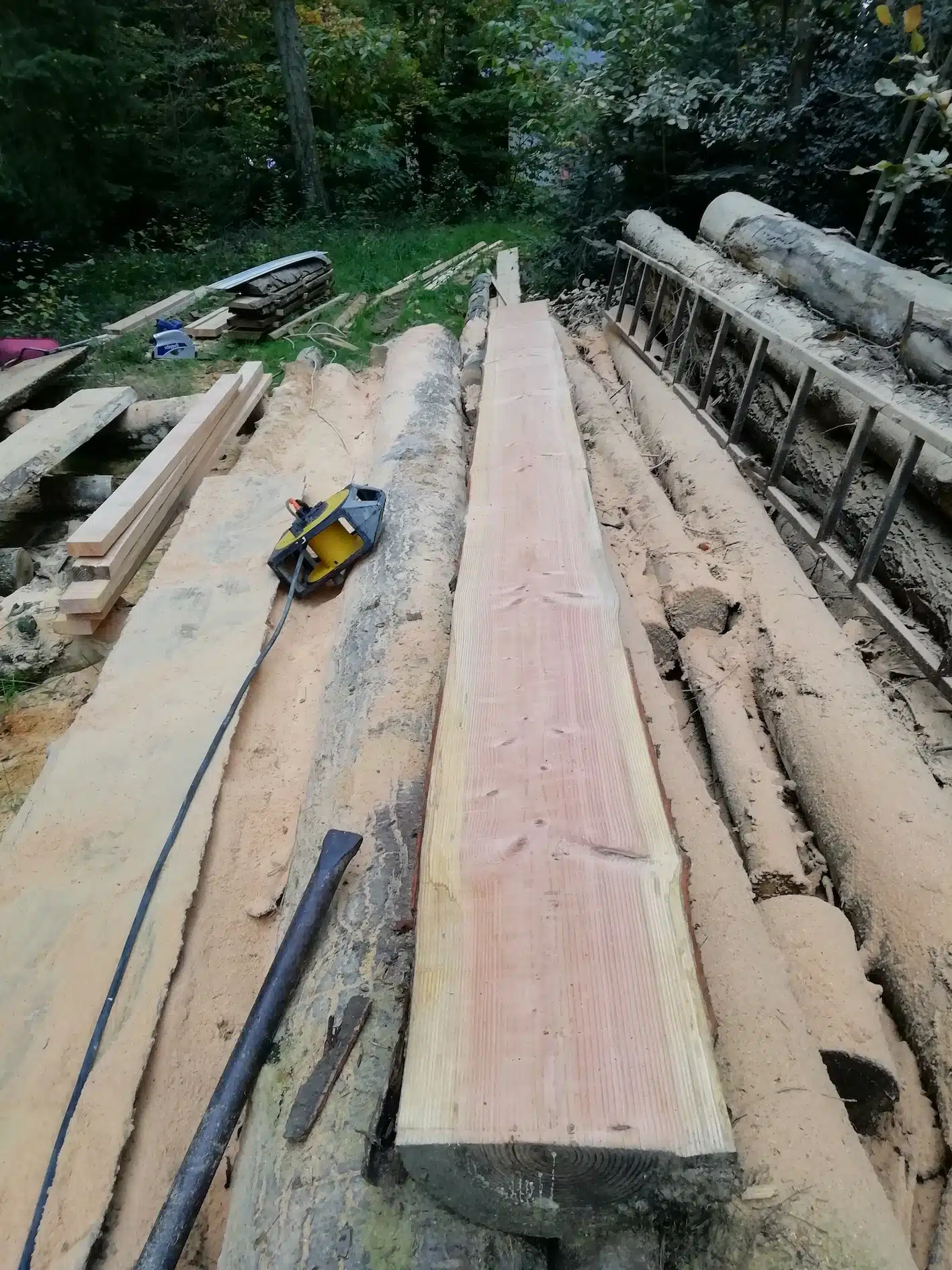 Chantier de sciage à la gruminette