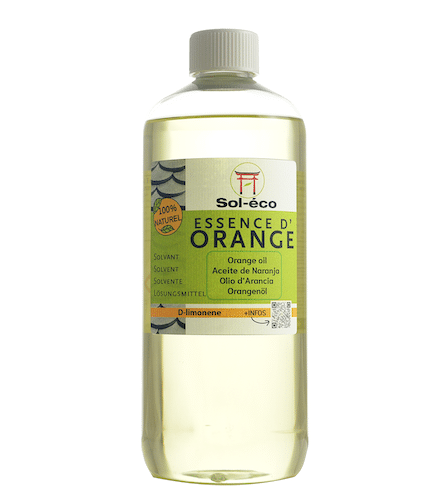 bidon d'essence d'orange de Sol-éco en 1 litre vu de face