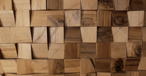 panneau décoratif en cubes de bois de teck
