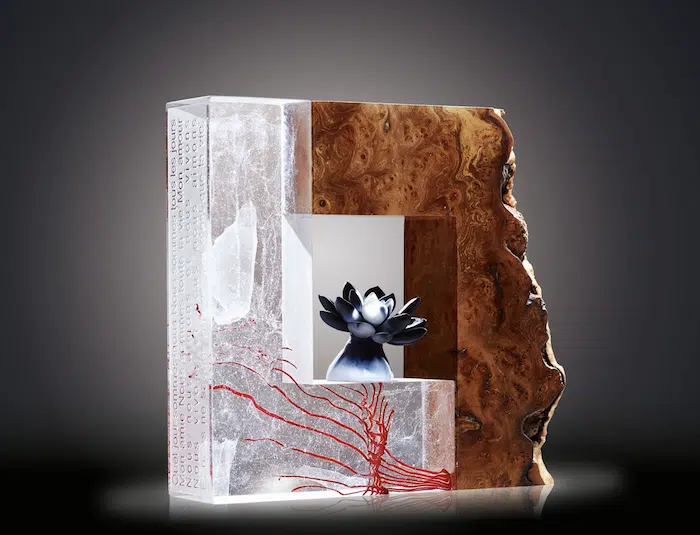 sculpture en orme et verre